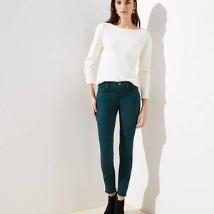 NWT‎ Women's LOFT Modern Floral Frayed Skinny Jeans